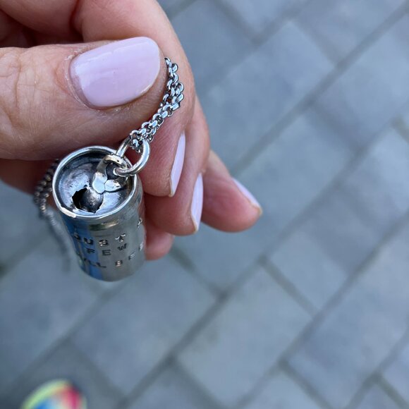 Sage Silver Sterling silver 1 inch beer can charm and chain necklace - Picture 6 of 9